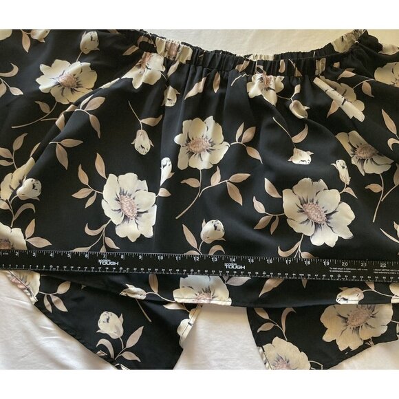 Lulus Womens Light Of Dawn Black Floral On Off Shoulder Split Back Cropped Top-L - Picture 14 of 15